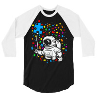 Autism T  Shirt Astronaut Balloon Autism Space T  Shirt 3/4 Sleeve Shirt | Artistshot