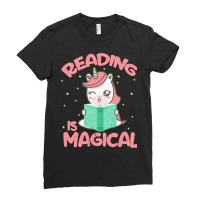 Reading Is Magical Book Unicorn Reader Bookworm Di Ladies Fitted T-shirt | Artistshot