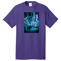 Tokyo Neon Night Synthwave Basic T-shirt | Artistshot