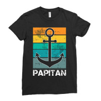 Captain Papa Fathers Day Retro Boat Anchor Sailor  Ladies Fitted T-shirt | Artistshot