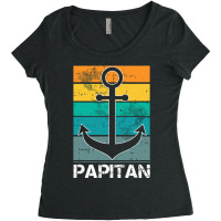 Captain Papa Fathers Day Retro Boat Anchor Sailor  Women's Triblend Scoop T-shirt | Artistshot