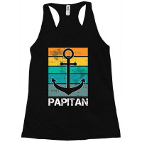 Captain Papa Fathers Day Retro Boat Anchor Sailor  Racerback Tank | Artistshot