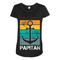 Captain Papa Fathers Day Retro Boat Anchor Sailor  Maternity Scoop Neck T-shirt | Artistshot