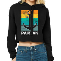 Captain Papa Fathers Day Retro Boat Anchor Sailor  Cropped Hoodie | Artistshot