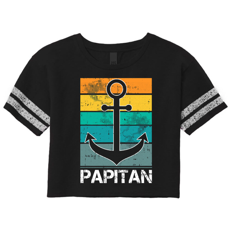 Captain Papa Fathers Day Retro Boat Anchor Sailor  Scorecard Crop Tee by GiovayPool | Artistshot