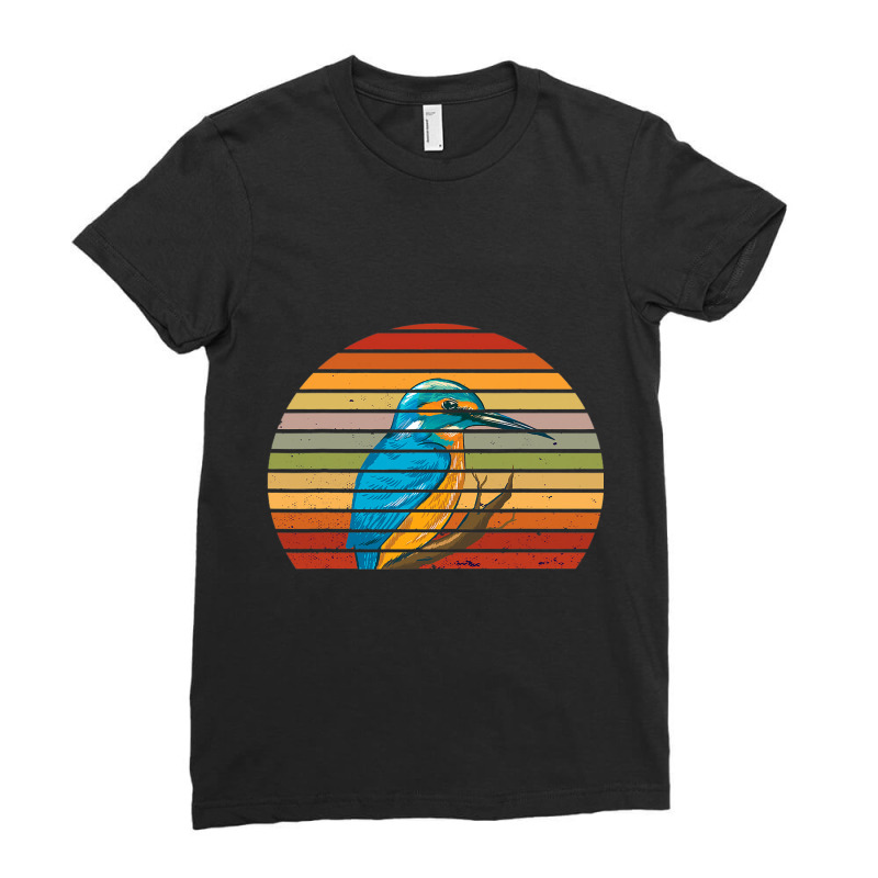 Birding Diving Bird Vintage Bird Watching Kingfish Ladies Fitted T-Shirt by RowdyTroutman | Artistshot