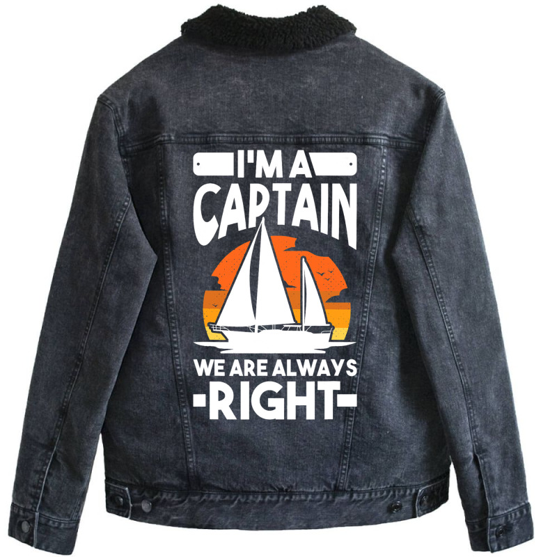 Captain Sailing Boat Boater Sailor Captain 4 Unisex Sherpa-Lined Denim Jacket by AamiraMelon | Artistshot