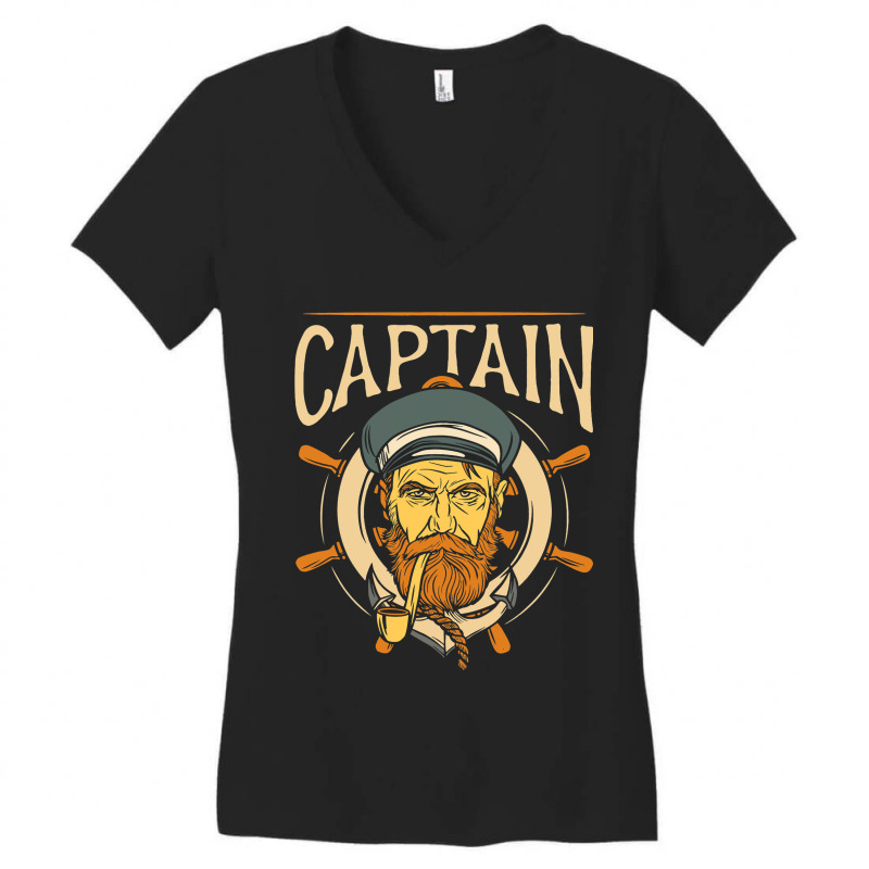 Captain Ship Skipper Boat Owner Lover Women's V-Neck T-Shirt by RebeccaBradi | Artistshot