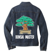 Bonsai Tree Design For Miniature Plants Fans Bonsa Ladies Denim Jacket | Artistshot