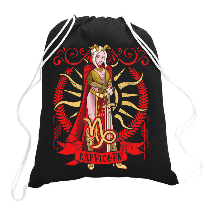 Capricorn Warrior Zodiac Sign Horoscope Astrology  Drawstring Bags | Artistshot