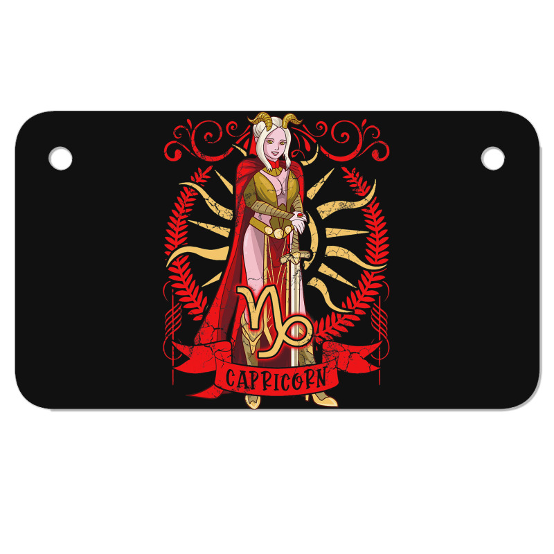 Capricorn Warrior Zodiac Sign Horoscope Astrology  Motorcycle License Plate | Artistshot