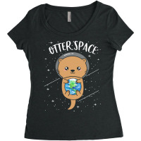 Otter Space T  Shirt Otter Space Cute Funny Sea Otter Astronaut Milky Women's Triblend Scoop T-shirt | Artistshot