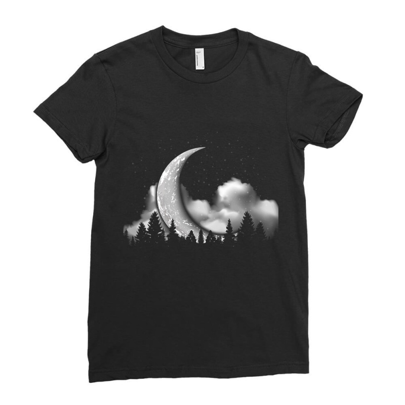 Boho Astronomy Stargazer Gloomy Cloud Forest Cresc Ladies Fitted T-Shirt by NariahPringl | Artistshot