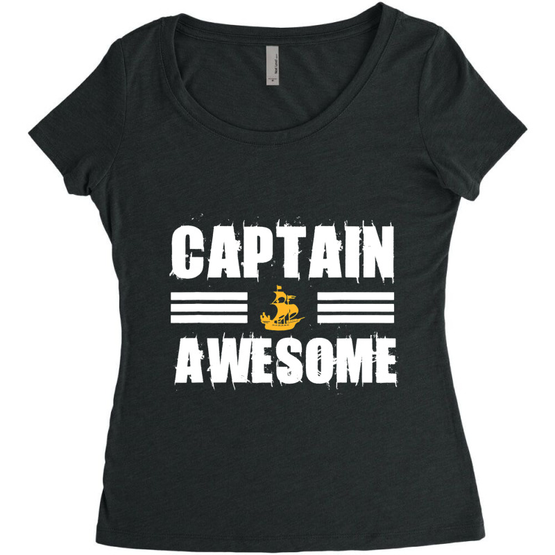 Captain Awesome Sailing Sailor Sail Women's Triblend Scoop T-shirt by NouraMetcalf | Artistshot