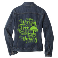 Arent Working On Tree Bonsai Treeworking On You Ladies Denim Jacket | Artistshot