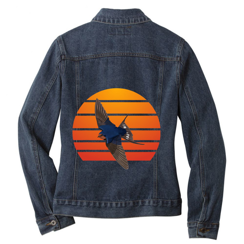 Barn Swallow Bird Animal Biologist Birdwatching Bi Ladies Denim Jacket by AlicenHewlett | Artistshot