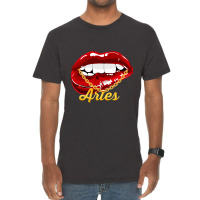 Aries Girl Juicy Lips Gold Chain Astrology Zodiac  Vintage T-shirt | Artistshot