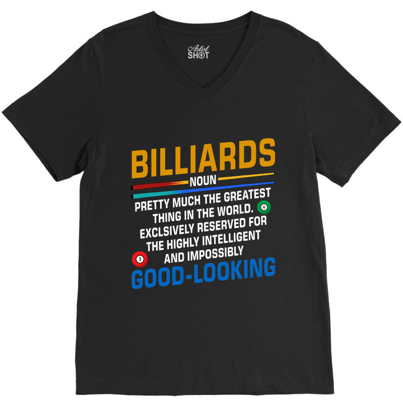 Billiards Noun Definition Billiards Player Pool Sn V-neck Tee | Artistshot