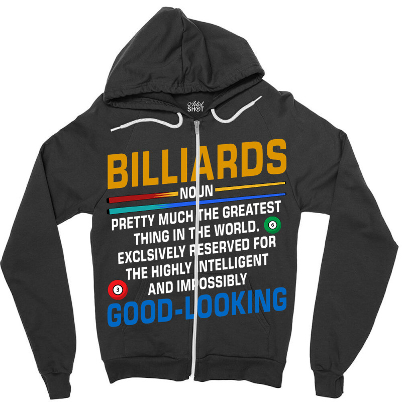 Billiards Noun Definition Billiards Player Pool Sn Zipper Hoodie | Artistshot