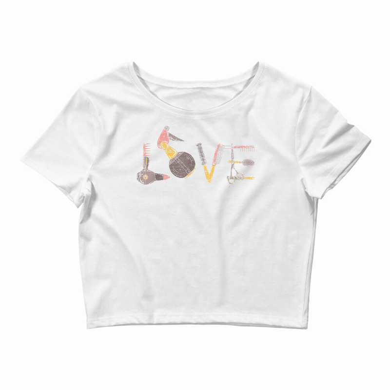 Hairstylist Gift Hairdresser Dryer Scissors Love Hairstylist T Shirt Crop Top by men.adam | Artistshot