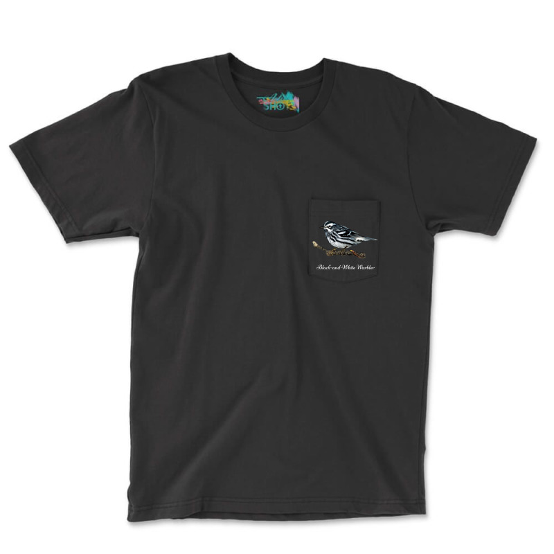 Bird Blackandwhite Warbler Ornithology Pocket T-Shirt by LynettStacey | Artistshot