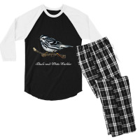 Bird Blackandwhite Warbler Ornithology Men's 3/4 Sleeve Pajama Set | Artistshot