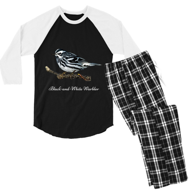 Bird Blackandwhite Warbler Ornithology Men's 3/4 Sleeve Pajama Set by LynettStacey | Artistshot