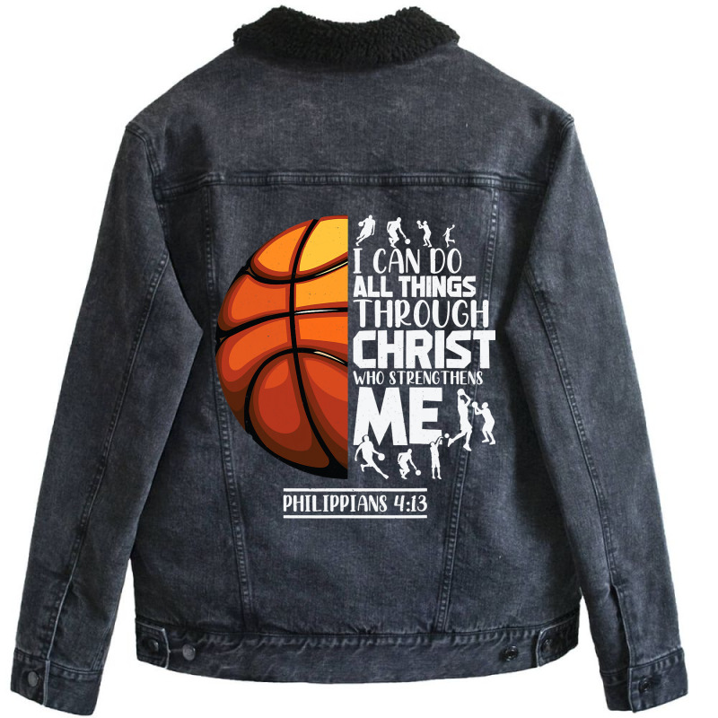 Basketball Christian Saying Motivational Words Ins Unisex Sherpa-lined Denim Jacket | Artistshot