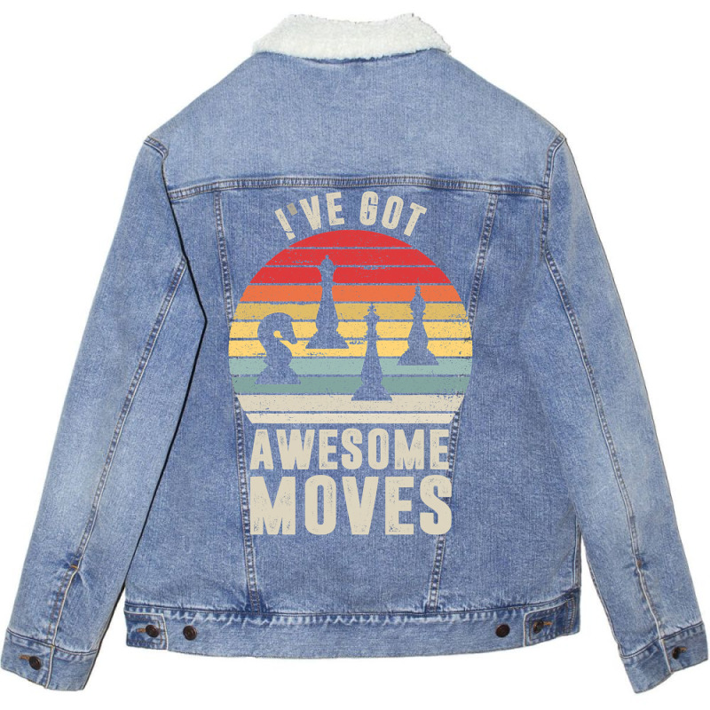 Awesome Chess Moves Grandmaster Chess Board Set Ch Unisex Sherpa-lined Denim Jacket | Artistshot