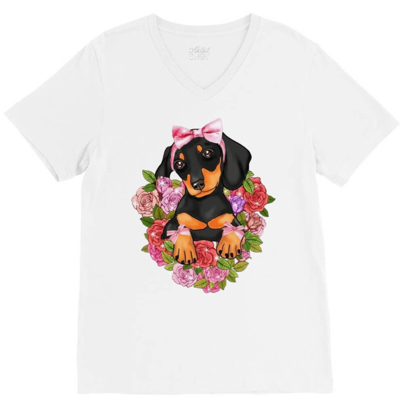 Dachshund V-neck Tee | Artistshot