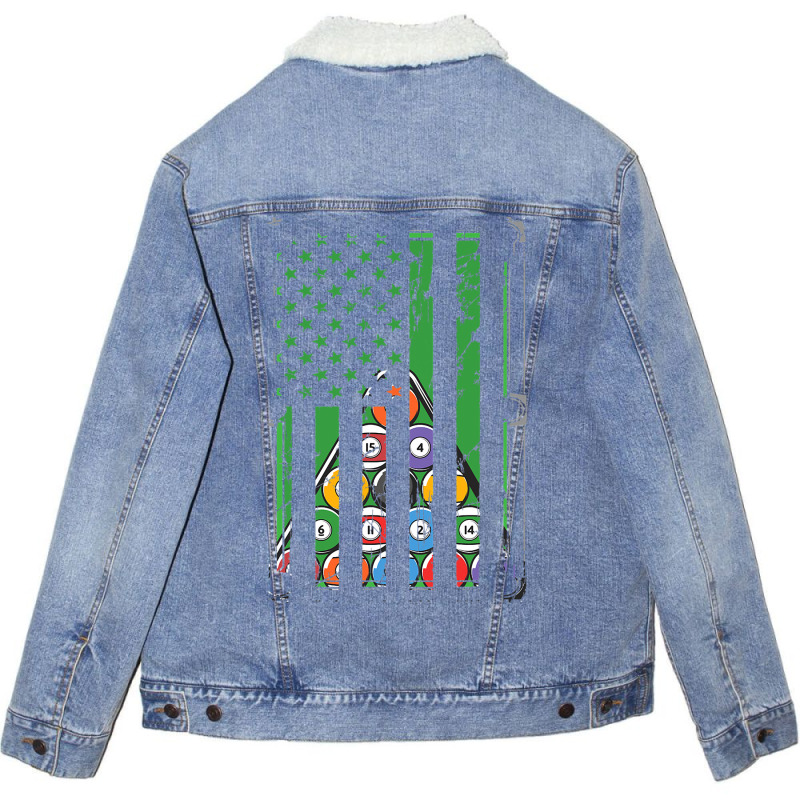 Billiard Rack Usa American Flag Billiards Player S Unisex Sherpa-lined Denim Jacket | Artistshot