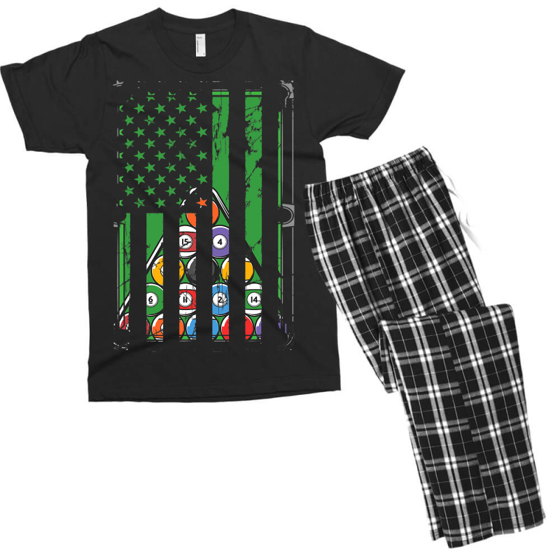 Billiard Rack Usa American Flag Billiards Player S Men's T-shirt Pajama Set | Artistshot