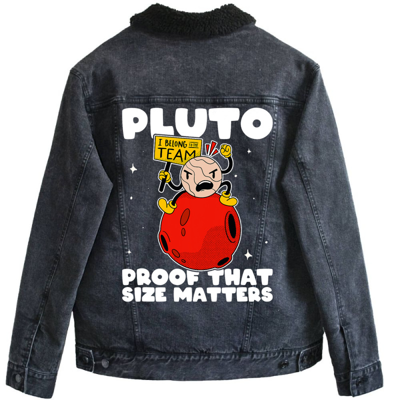 Amateur Astronomy Pluto Proof That Size Matters So Unisex Sherpa-Lined Denim Jacket by Happinessit | Artistshot