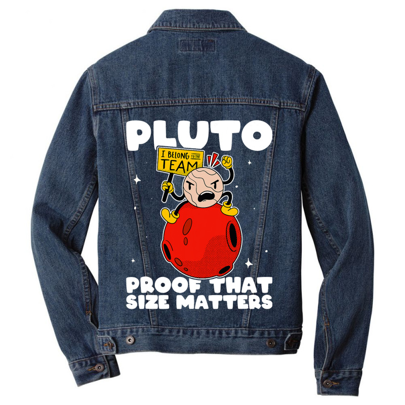 Amateur Astronomy Pluto Proof That Size Matters So Men Denim Jacket by Happinessit | Artistshot