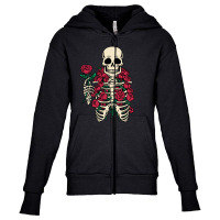 Romantic Rose Skeleton Youth Zipper Hoodie | Artistshot