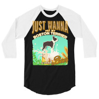 Boston Terrier T  Shirt Dog Owner, Just Wanna Pet My Boston Terrier & 3/4 Sleeve Shirt | Artistshot