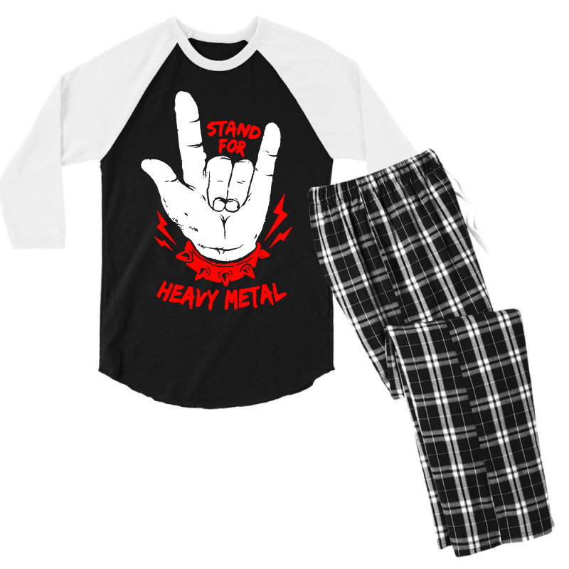 Stand Up Heavy Metal   2 Men's 3/4 Sleeve Pajama Set by THT | Artistshot