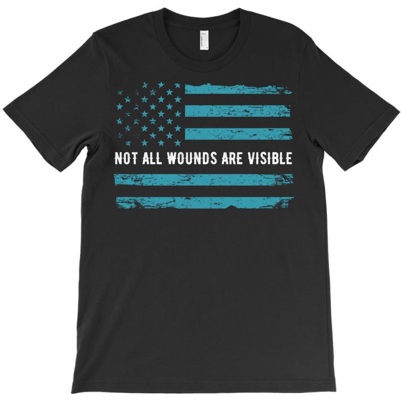 Ptsd Awareness Not All Wounds Are Visible Usa Flag In Tale Colors T-shirt | Artistshot