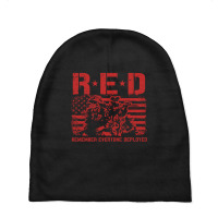 Red Friday Remember Everyone Deployed Vintage American Flag Us Solder Baby Beanies | Artistshot