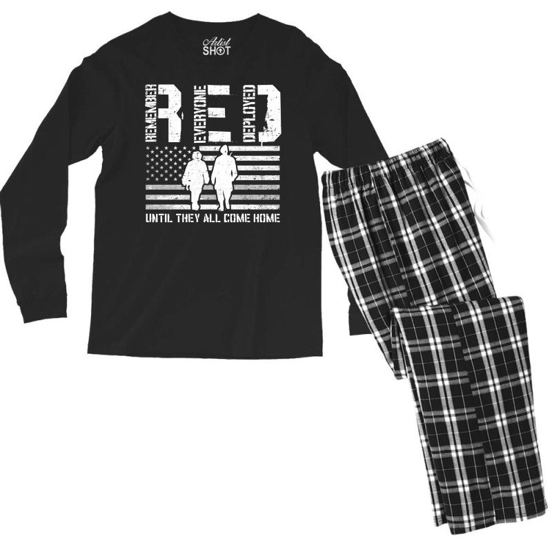 Red Friday Until They All Come Home American Flag Solder Military Supp Men's Long Sleeve Pajama Set | Artistshot