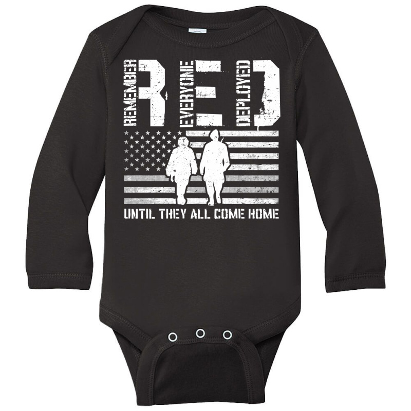 Red Friday Until They All Come Home American Flag Solder Military Supp Long Sleeve Baby Bodysuit | Artistshot