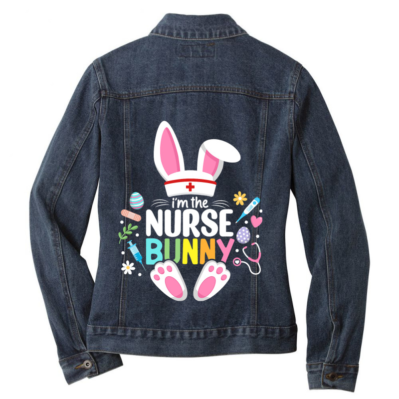 Easter Nurse Bunny Happy Easter Egg Stethoscope Nu Ladies Denim Jacket | Artistshot