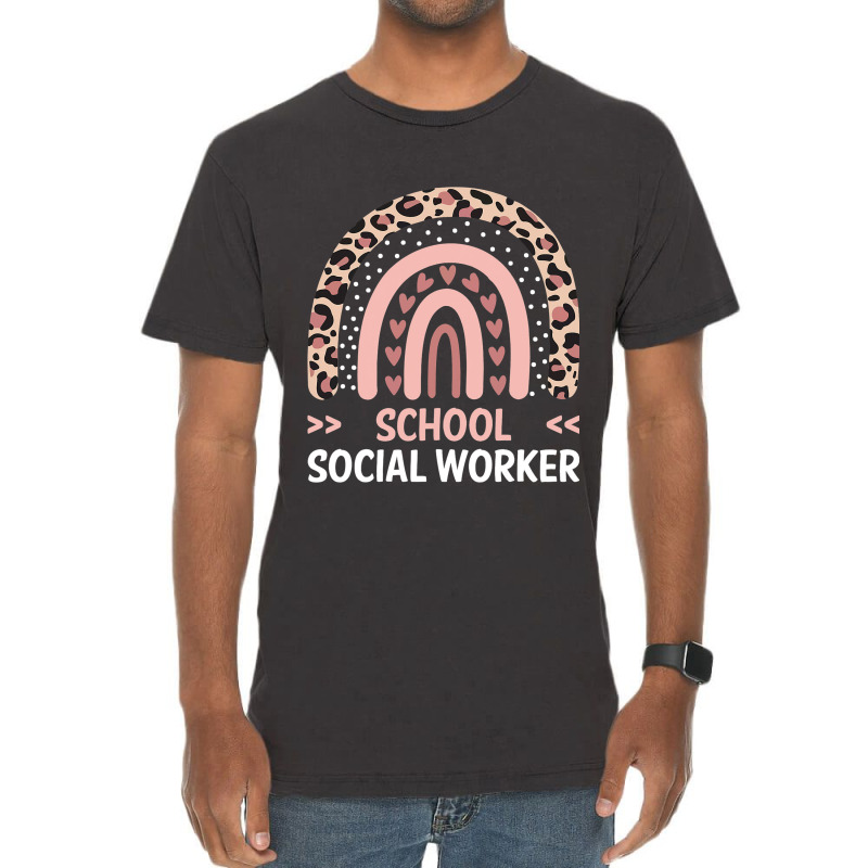 Cute School Social Worker Leopard Rainbow Coping S Vintage T-shirt | Artistshot