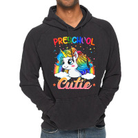 Cutie Preschool Unicorn Rainbow Back To School Kid Vintage Hoodie | Artistshot