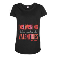 Delivering The Cutest Valentines Day Retro Nicu Nu Maternity Scoop Neck T-shirt | Artistshot