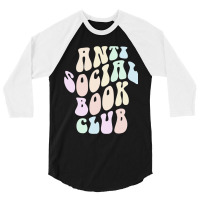 Funny Anti Social Book Club Librarian Retro Introv 3/4 Sleeve Shirt | Artistshot