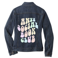 Funny Anti Social Book Club Librarian Retro Introv Ladies Denim Jacket | Artistshot