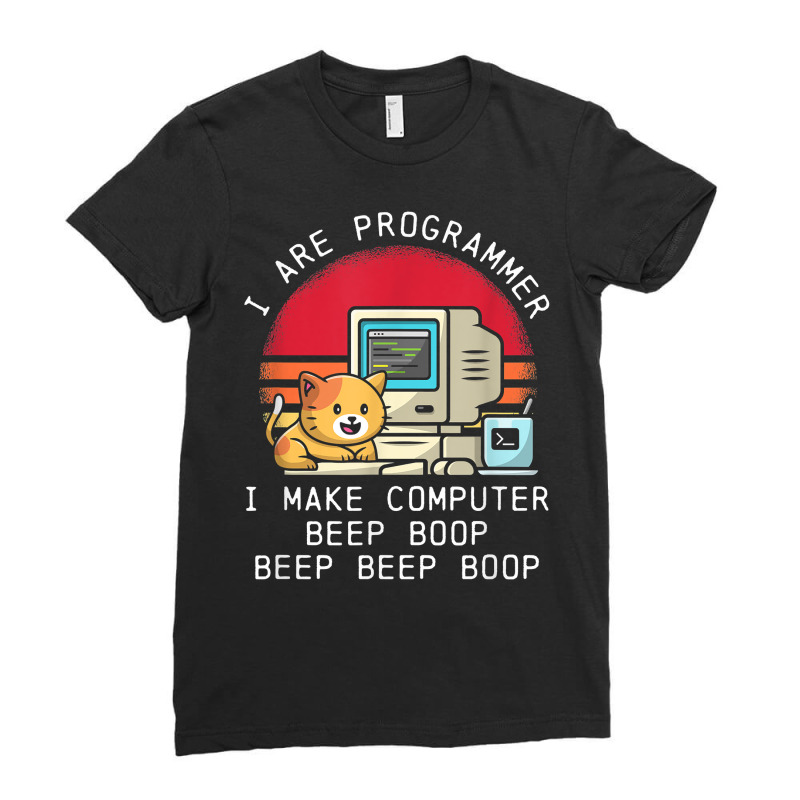 I Are Programmer Retro Cat T Shirt Ladies Fitted T-Shirt by men.adam | Artistshot