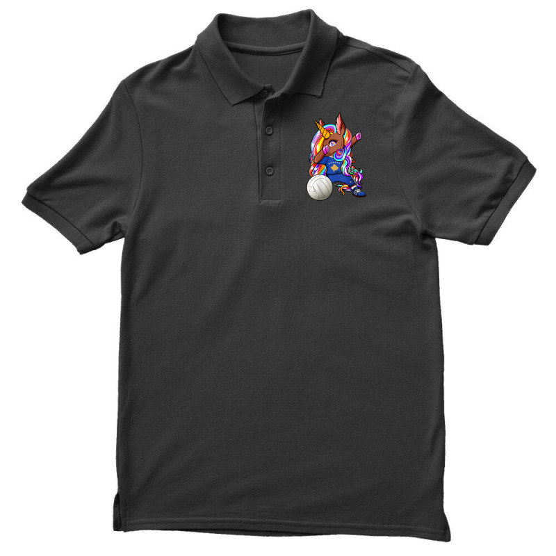 Dabbing Brown Skin Unicorn Kosovo Volleyball Fans  Men's Polo Shirt | Artistshot