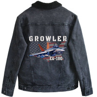 Ea18g Growler Electronic Warfare Aircraft Military Unisex Sherpa-lined Denim Jacket | Artistshot